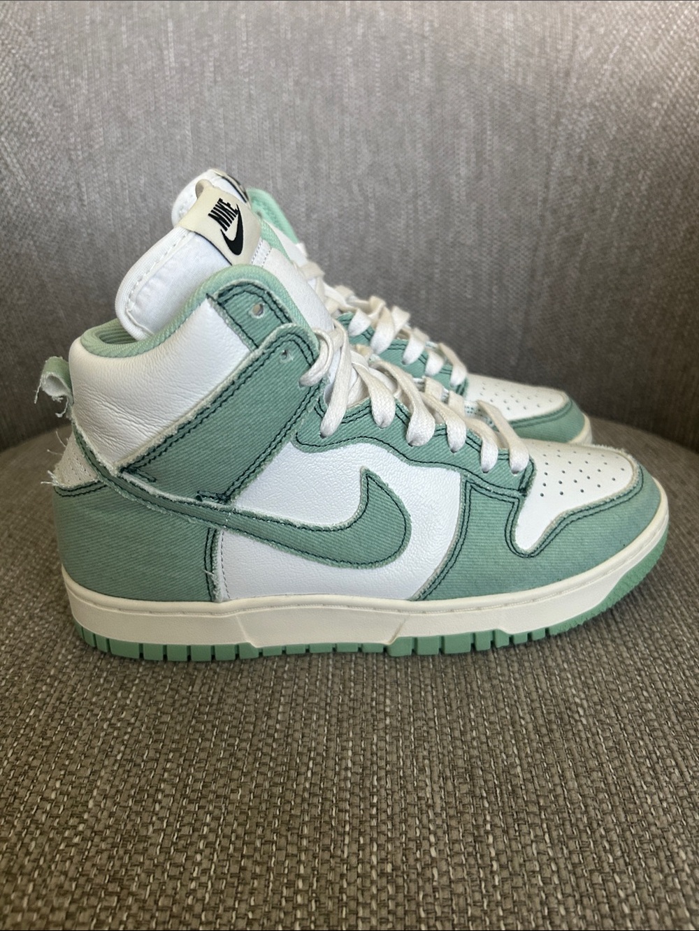 Nike Dunk High 1985 Enamel Green Denim Sneakers - Picture 3 of 7